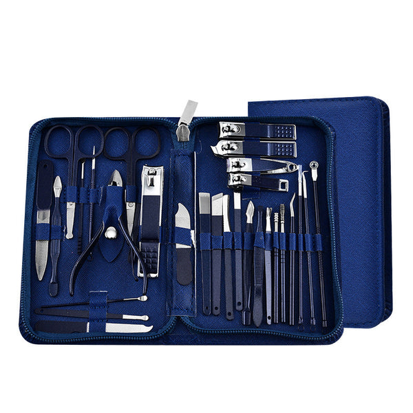 30 Piece Professional Manicure & Pedicure Set Stainless Steel Grooming Kit (Blue) Manicure & Pedicure Tools & Kits