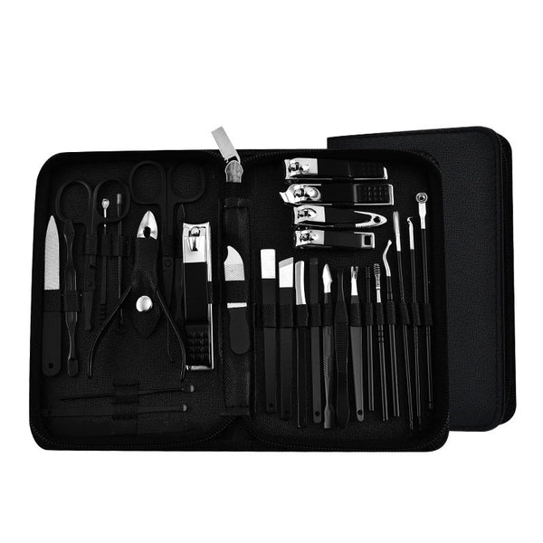 30 Piece Professional Manicure & Pedicure Set Stainless Steel Grooming Kit (Black) Manicure & Pedicure Tools & Kits