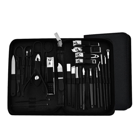30 Piece Professional Manicure & Pedicure Set Stainless Steel Grooming Kit (Black) Manicure & Pedicure Tools & Kits