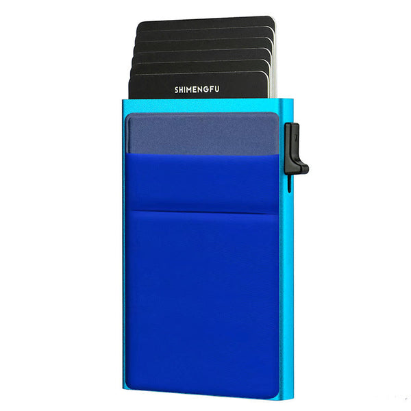 Ultra Slim Pop Up Card Holder Wallet With Rfid Blocking Blue Wallets