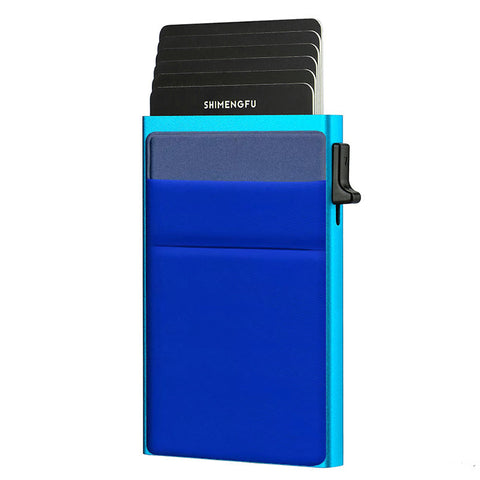 Ultra Slim Pop Up Card Holder Wallet With Rfid Blocking Blue Wallets