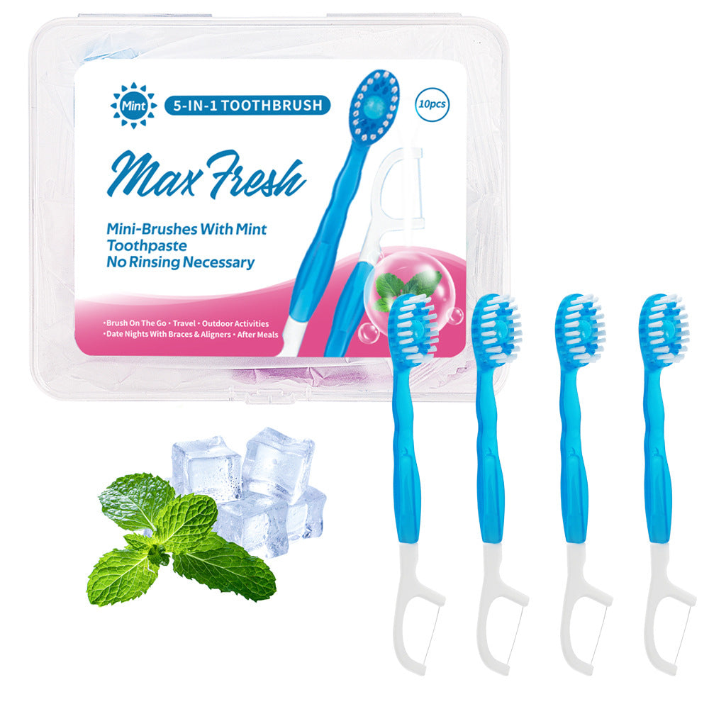 4 In 1 Disposable Travel Toothbrush With Flavor Burst Bead (Mint Flavor) Toothbrushes