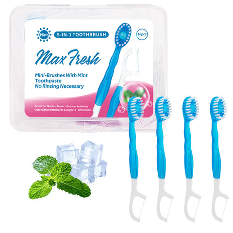 4 In 1 Disposable Travel Toothbrush With Flavor Burst Bead (Mint Flavor) Toothbrushes