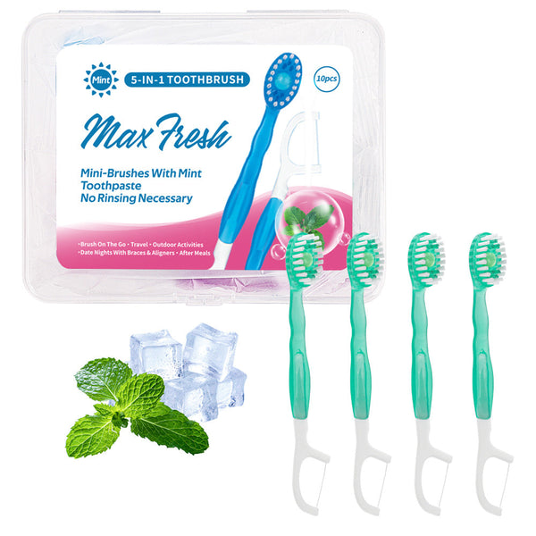 4 In 1 Disposable Travel Toothbrush With Flavor Burst Bead (Green Plum Tea Flavor) Toothbrushes
