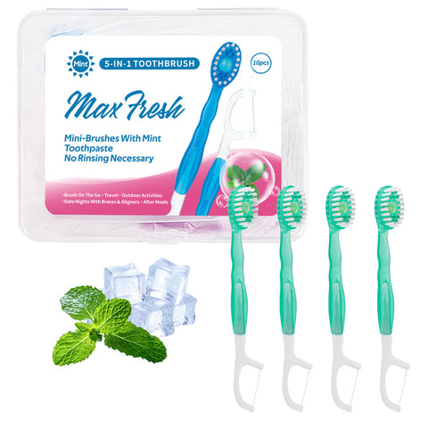 4 In 1 Disposable Travel Toothbrush With Flavor Burst Bead (Green Plum Tea Flavor) Toothbrushes