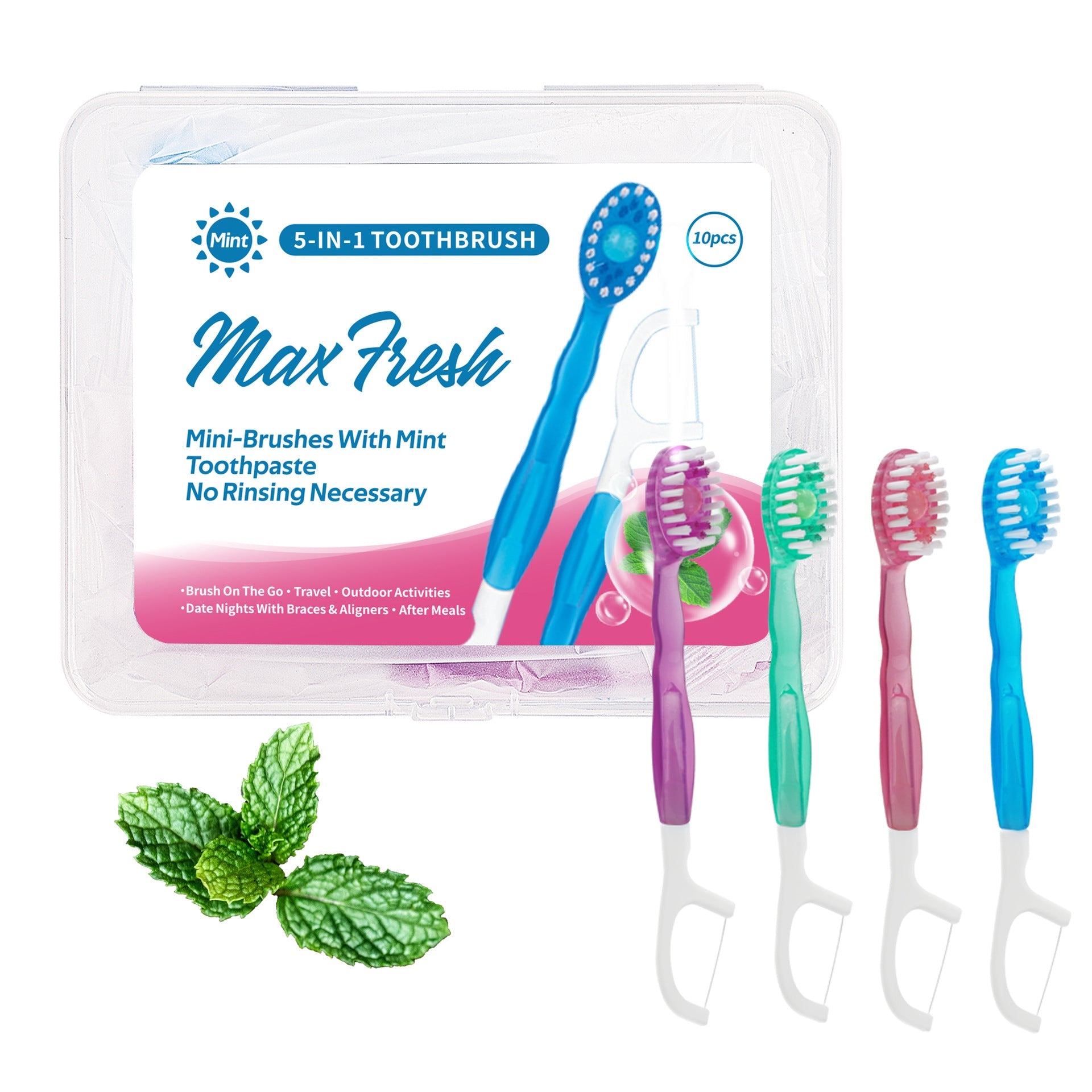 4 In 1 Disposable Travel Toothbrush With Flavor Burst Bead(Mixed Flavors) Toothbrushes
