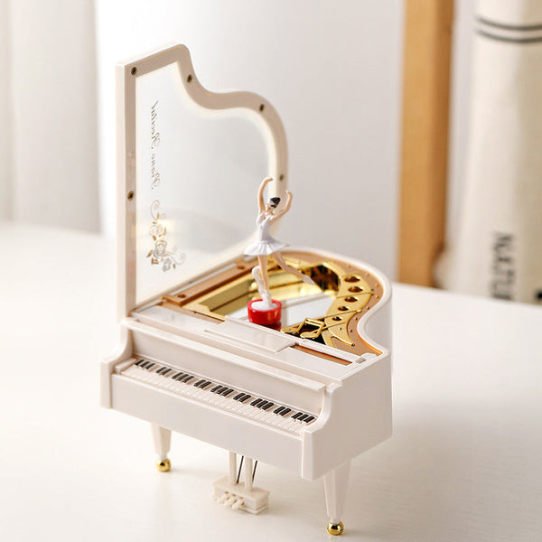 Classical Grand Piano Music Box With Dancing Ballerina(Dancing Girl Version White) Figurines