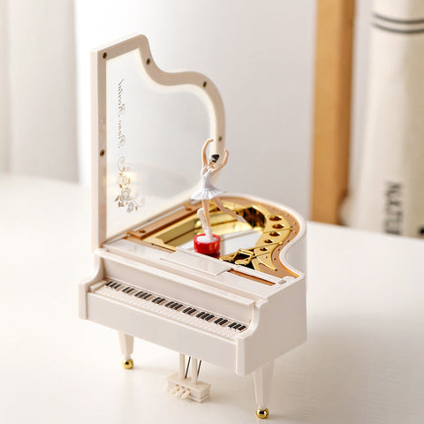 Classical Grand Piano Music Box With Dancing Ballerina(Dancing Girl Version White) Figurines