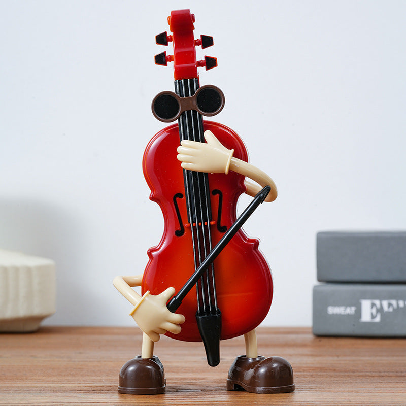 Dancing Musical Instrument Wind Up Guitar & Cello Toys With Moving Parts(Violin) Figurines