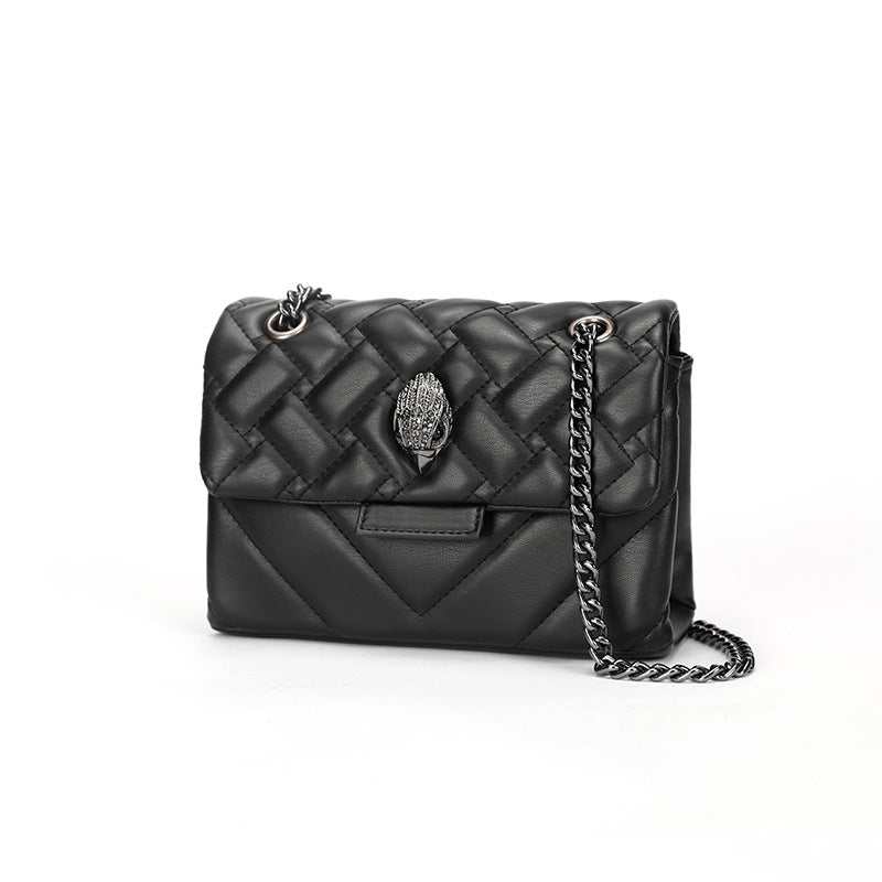 Elegant Quilted Leather Chain Bag With Bird Head Clasp(Black) Women's Bags & Handbags