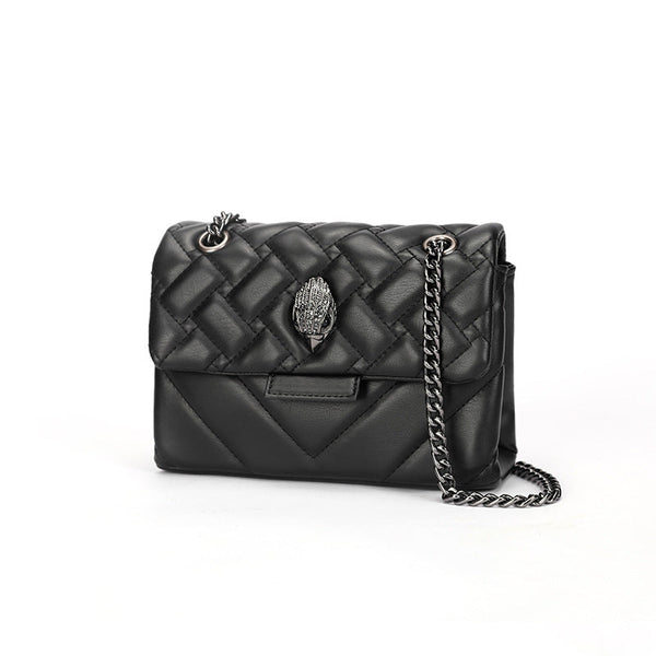 Elegant Quilted Leather Chain Bag With Bird Head Clasp(Black) Women's Bags & Handbags