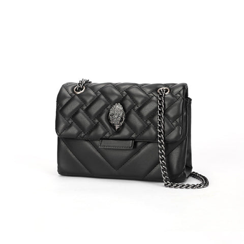 Elegant Quilted Leather Chain Bag With Bird Head Clasp(Black) Women's Bags & Handbags