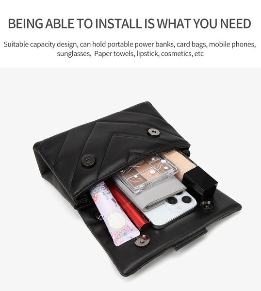 Elegant Quilted Leather Chain Bag With Bird Head Clasp(Black) Women's Bags & Handbags