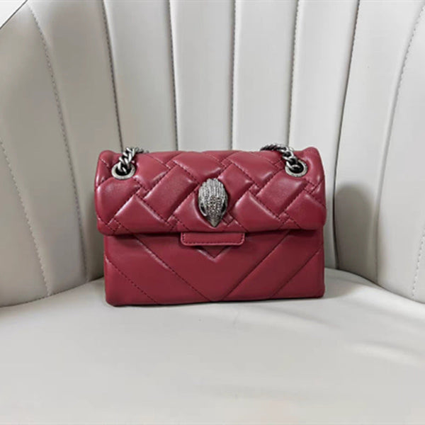 Elegant Quilted Leather Chain Bag With Bird Head Clasp(Wine Red) Women's Bags & Handbags