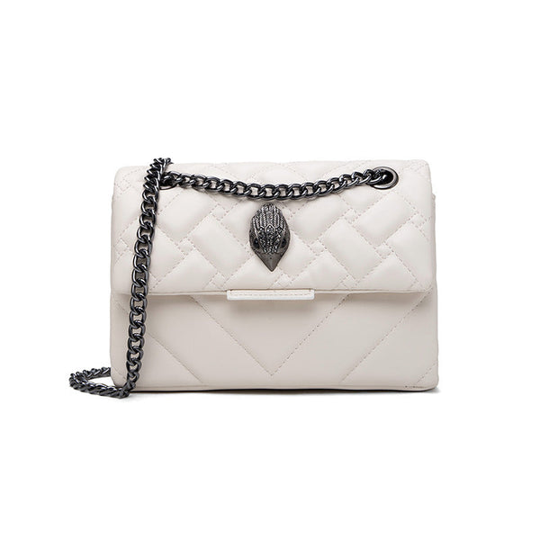 Elegant Quilted Leather Chain Bag With Bird Head Clasp(White) Women's Bags & Handbags