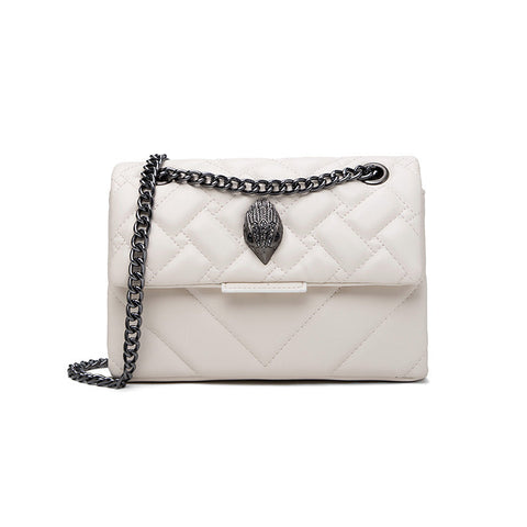 Elegant Quilted Leather Chain Bag With Bird Head Clasp(White) Women's Bags & Handbags