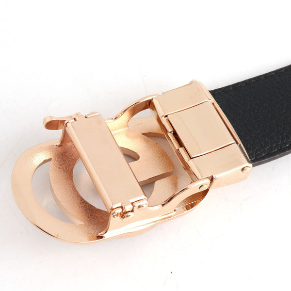 Luxury Designer Style Pu Leather Beltautomatic Buckle(G Coffee Ribbon + Gold Buckle) Belts