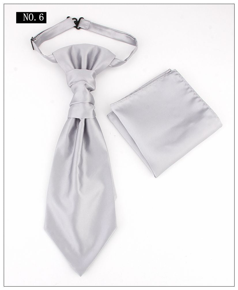 Men's Formal Paisley Ascot Cravat & Pocket Square Set Adjustable Necktie Weddings(Light Gray ) Ties