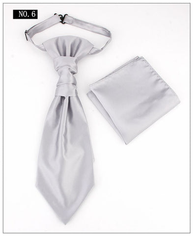 Men's Formal Paisley Ascot Cravat & Pocket Square Set Adjustable Necktie Weddings(Light Gray ) Ties