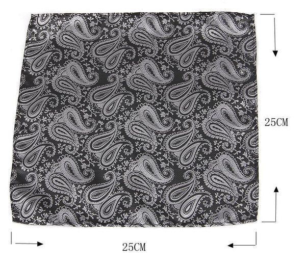 Men's Formal Paisley Ascot Cravat & Pocket Square Set Adjustable Necktie Weddings(Light Gray ) Ties