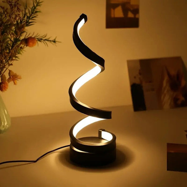 Modern Spiral Led Table Lamp Dimmable 3 Light Modes(Black) Lamps