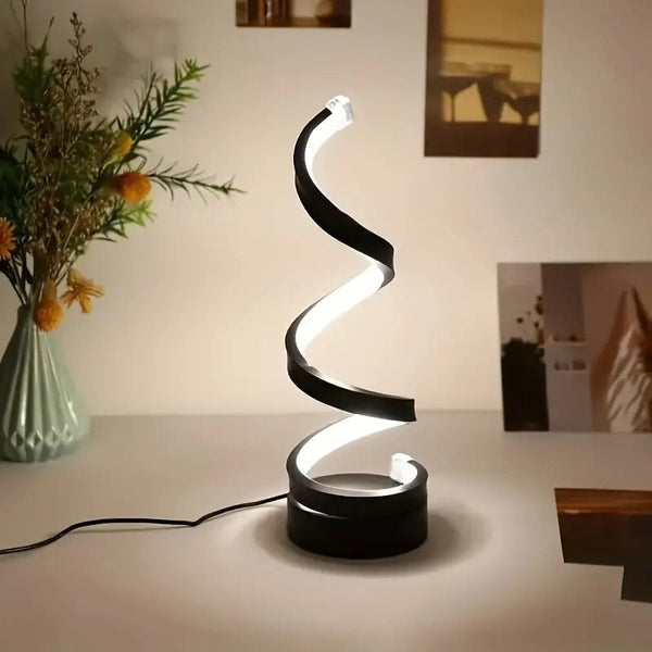Modern Spiral Led Table Lamp Dimmable 3 Light Modes(Black) Lamps