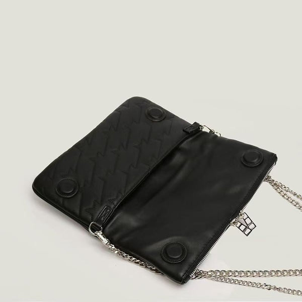Chic Quilted Leather Crossbody Bag With Chain Strap & Tassel Detail(Pure Black) Women's Bags & Handbags