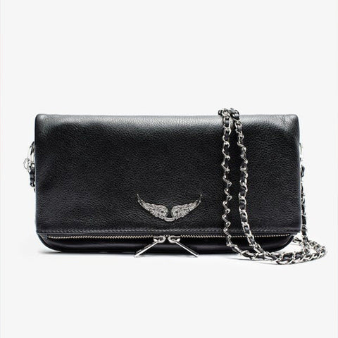 Chic Quilted Leather Crossbody Bag With Chain Strap & Tassel Detail(Black Without Tassels) Women's Bags & Handbags