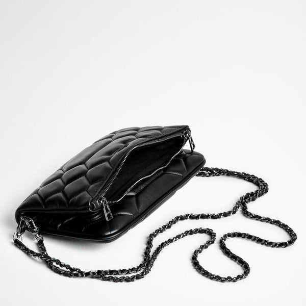 Chic Quilted Leather Crossbody Bag With Chain Strap & Tassel Detail(Golden Black Without Tassels) Women's Bags & Handbags