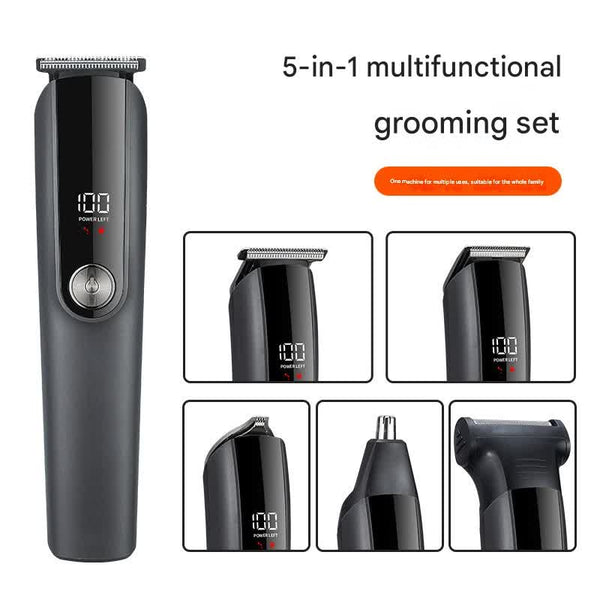 5 In 1 Professional Men's Grooming Kit Cordless Hair Clipper Beard Trimmer (Titanium Gray) Clippers & Trimmers