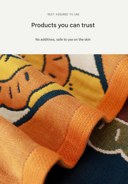 Premium Cartoon Animal Print Gauze Bath Towel 70X140cm Soft Absorbent(Mandela 70*140) Towels & Washcloths