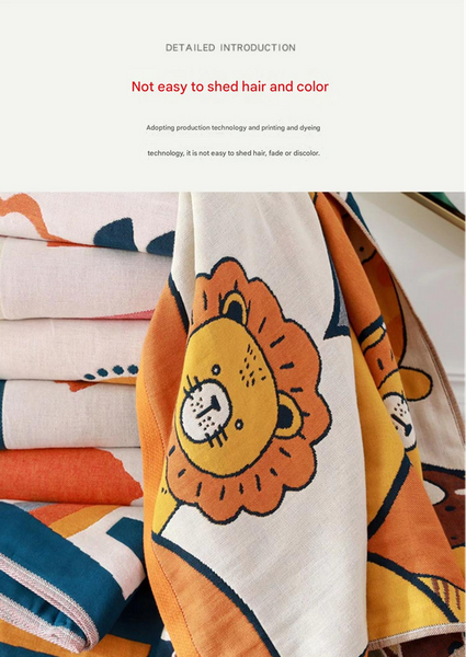 Premium Cartoon Animal Print Gauze Bath Towel 70X140cm Soft Absorbent(Japanese Fan Leaf Orchid 70*140) Towels & Washcloths