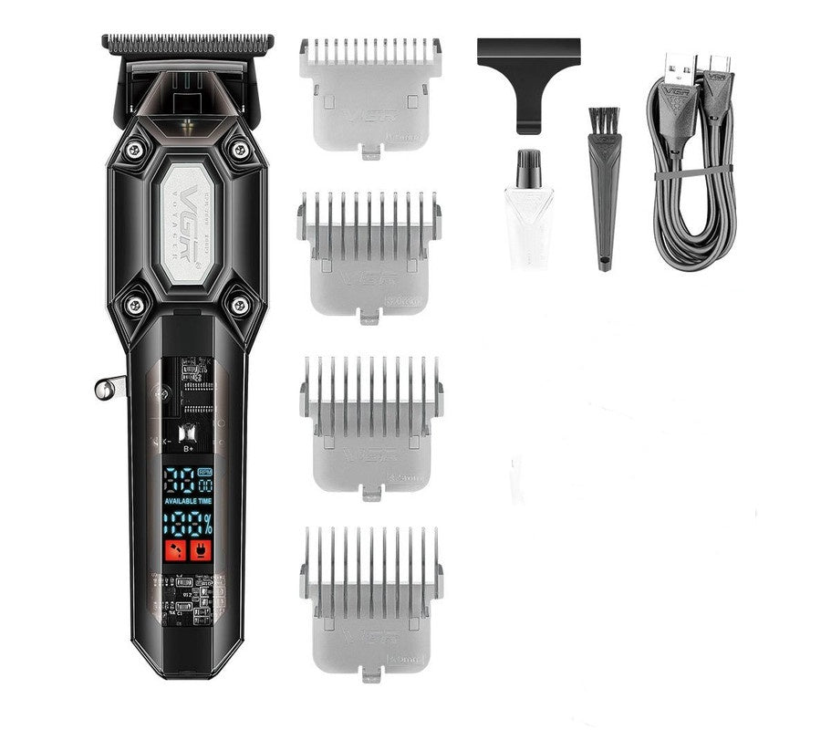 Professional Hair Clipper & Trimmer Kit Led Display Usb Rechargeable Black Clippers & Trimmers