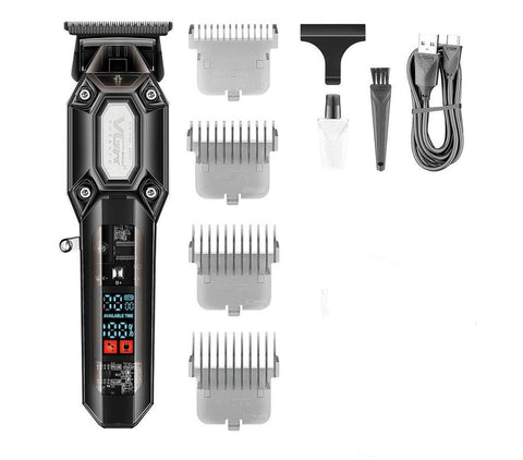 Professional Hair Clipper & Trimmer Kit Led Display Usb Rechargeable Black Clippers & Trimmers