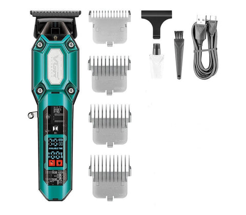 Professional Hair Clipper & Trimmer Kit Led Display Usb Rechargeable (Green) Clippers & Trimmers