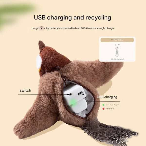 Interactive Flapping Wing Bird Toy For Cats Dogs Motion Activated With Sound Milo Gray Penguin Dog Toys
