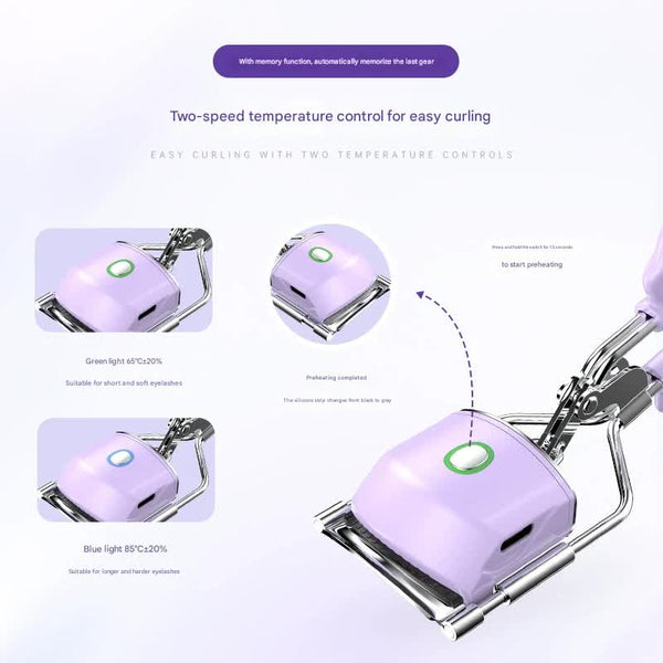 Heated Eyelash Curler With 2 Temperature Controls Long Lasting White Eyelash Tools