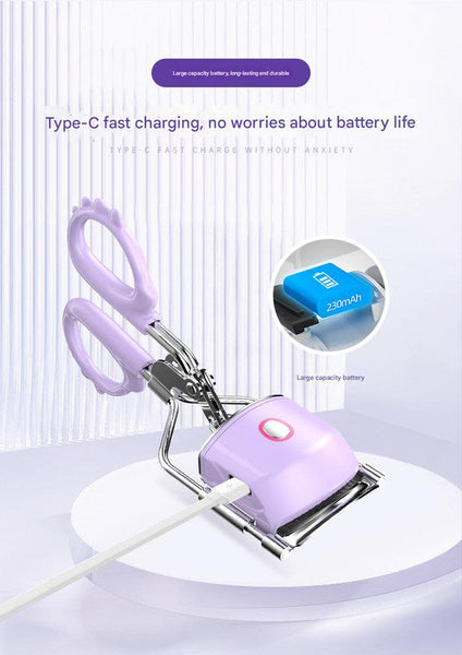 Heated Eyelash Curler With 2 Temperature Controls Long Lasting Purple Eyelash Tools
