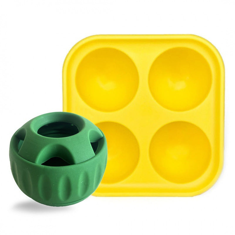 Interactive Dog Treat Dispensing Ball Silicone Mold Set Durable Dishwasher Safe Green Dog Toys