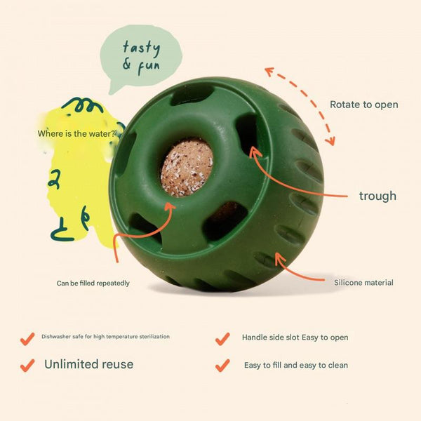 Interactive Dog Treat Dispensing Ball Silicone Mold Set Durable Dishwasher Safe Green Dog Toys