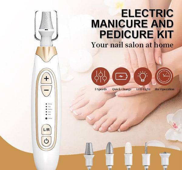 Professional Electric Manicure & Pedicure Kit 5 Speeds Led Light Rose Red Manicure & Pedicure Tools & Kits