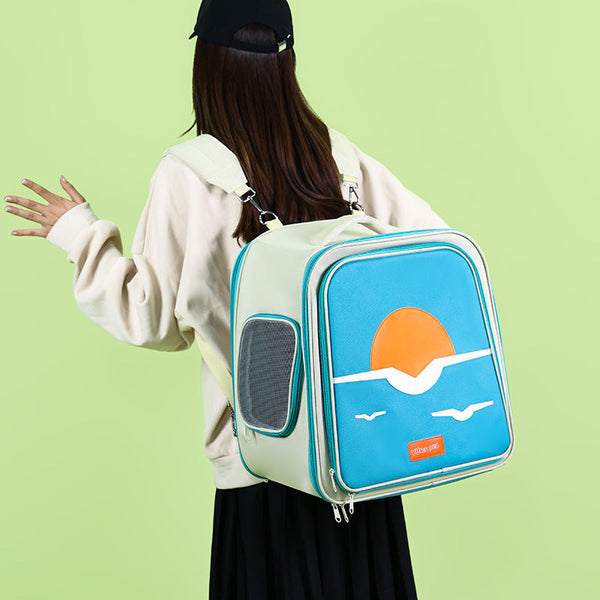 Expandable Pet Carrier Backpack For Cats & Small Dogs Breathable Mesh Multiple Entrances(Khaki) Pet Transport