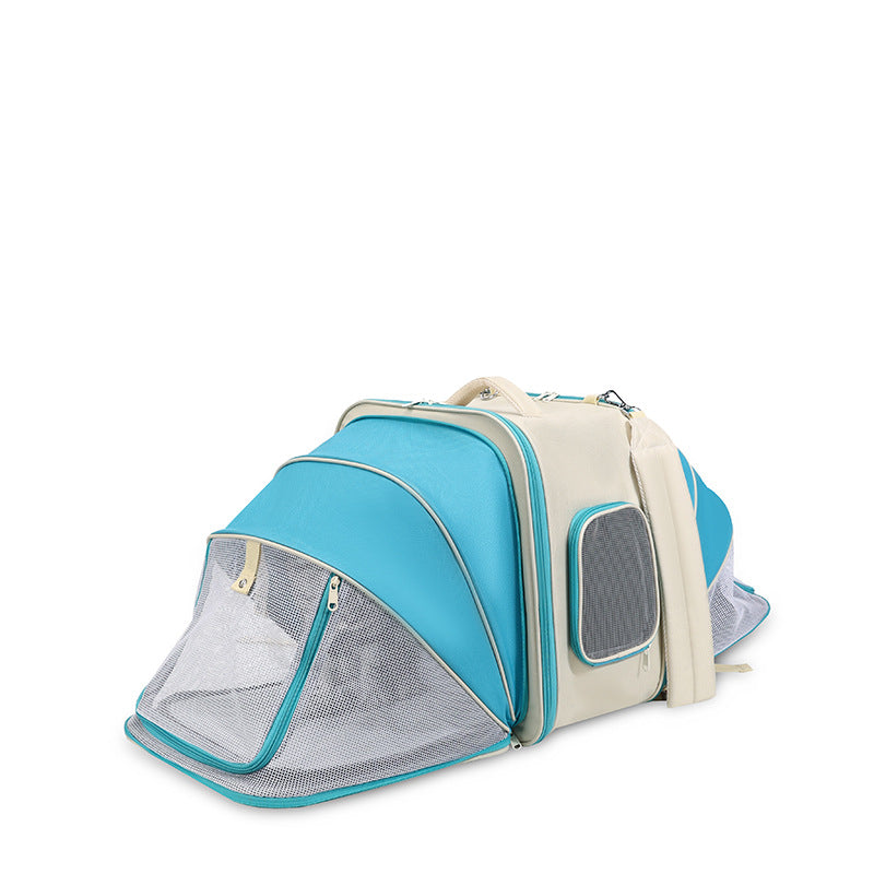 Expandable Pet Carrier Backpack For Cats & Small Dogs Breathable Mesh Multiple Entrances(Blue) Pet Transport
