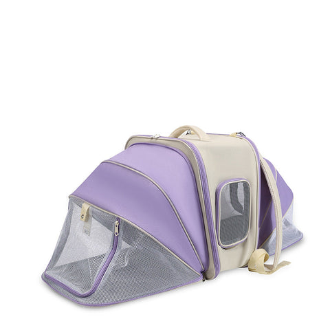 Expandable Pet Carrier Backpack For Cats & Small Dogs Breathable Mesh Multiple Entrances(Purple) Pet Transport