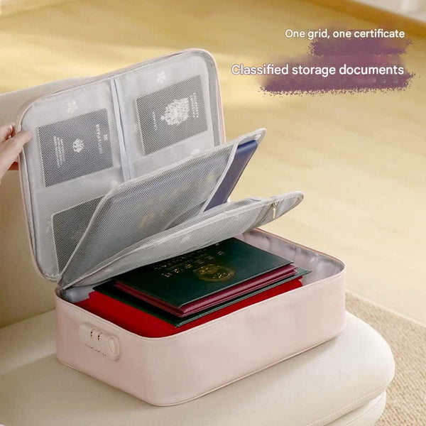 Multi Functional Document & Certificate Organizer Bag With Combination Lock(Navy) Id & Document Holders