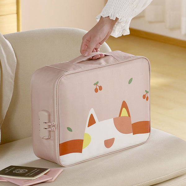 Multi Functional Document & Certificate Organizer Bag With Combination Lock(Light Pink) Id & Document Holders