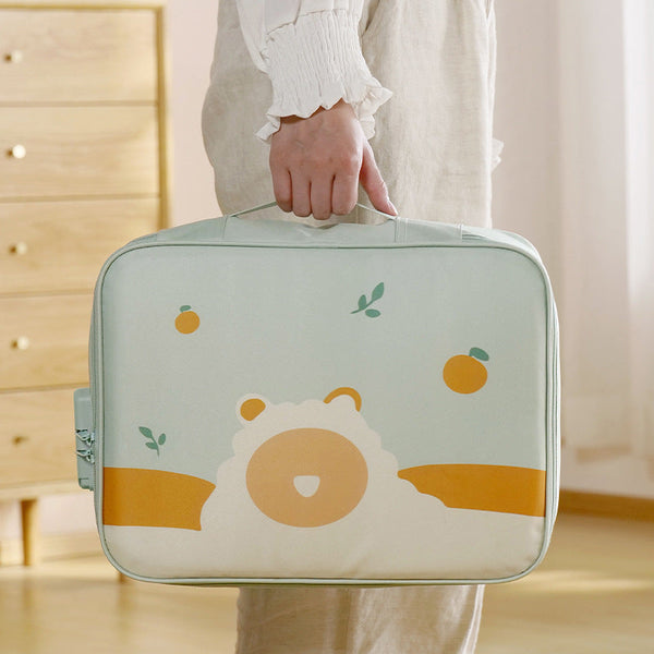 Multi Functional Document & Certificate Organizer Bag With Combination Lock(Light Pink) Id & Document Holders