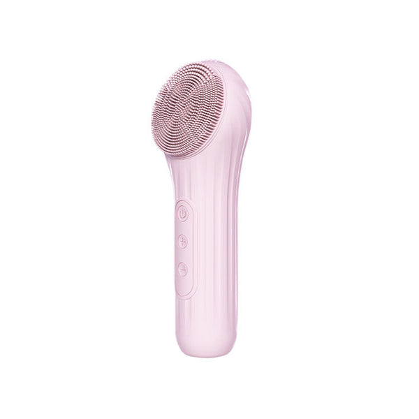 Silicone Facial Cleansing Brush 6 Speed Vibration Food Grade Material With Warming Function Pink Exfoliators & Scrubs