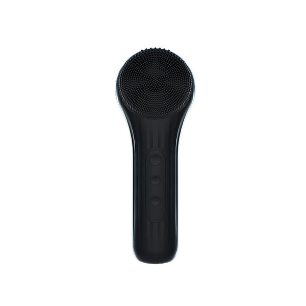 Silicone Facial Cleansing Brush 6 Speed Vibration Food Grade Material With Warming Function Black Exfoliators & Scrubs