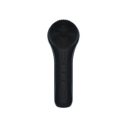 Silicone Facial Cleansing Brush 6 Speed Vibration Food Grade Material With Warming Function Black Exfoliators & Scrubs